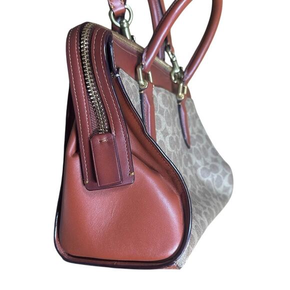 Coach Signature Logo Bond Bag Satchel Coated Canvas Brown Leather Purse 30949 - Picture 9 of 14